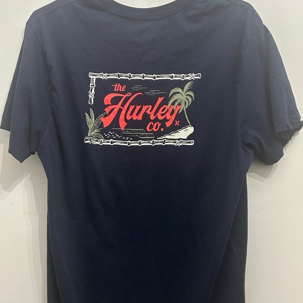 Hurley Navy Blue Graphic T Shirt Tee Size Large Island Logo